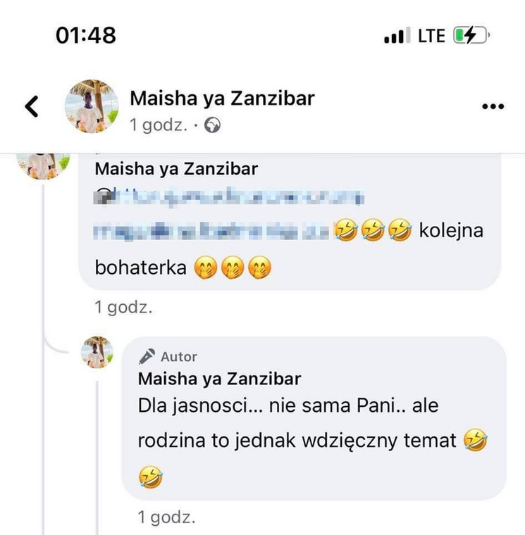Komentarze z profilu prowadzonego przez Wojtka z Zanzibaru