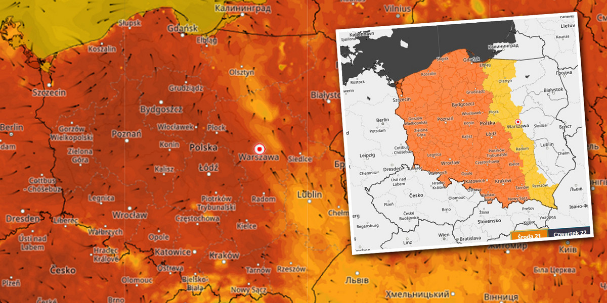 Polskę już wczoraj zalał skwar. Na dzisiaj prognozy także przewidują upał i burze. 