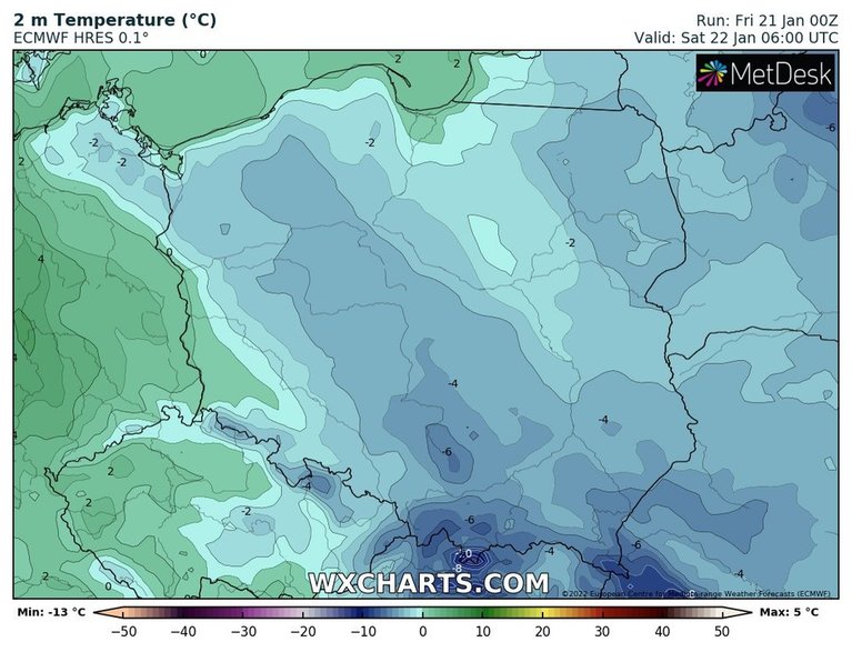 Temperatura niemal wszędzie będzie ujemna