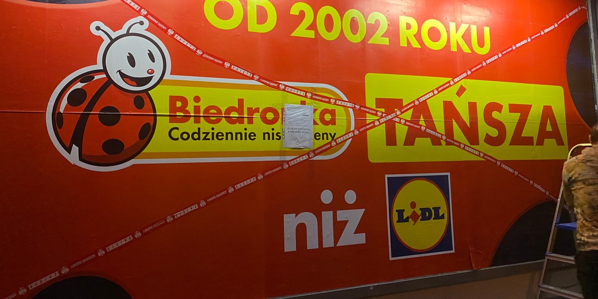 Zajęcie billboardu Biedronki w Warszawie