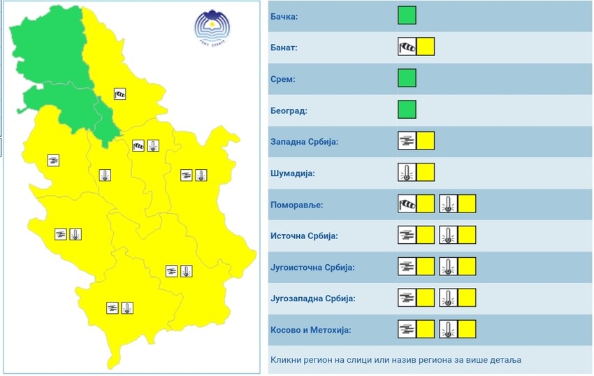 "Žuto" upozorenje za subotu 8. februar