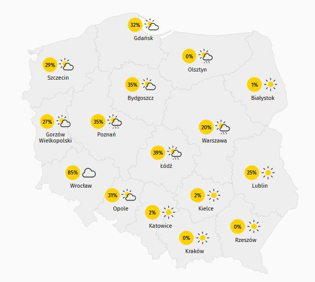 W niektórych częściach Polski może popadać