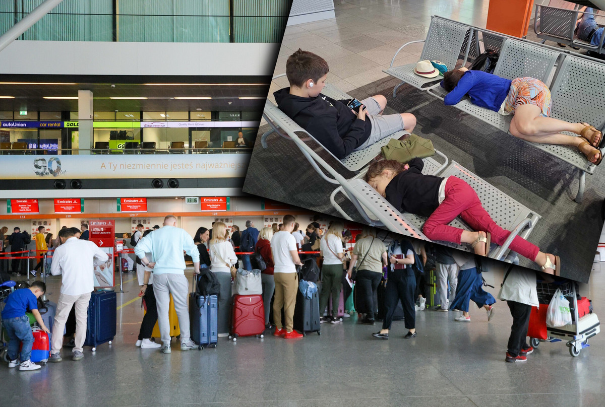 Turyści koczują na lotnisku Chopina. Mieli wylecieć dobę temu. 