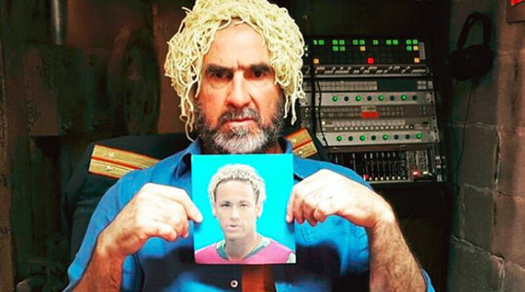 Cantona adag spagettitésztával a fején gúnyolja Neymar frizuráját