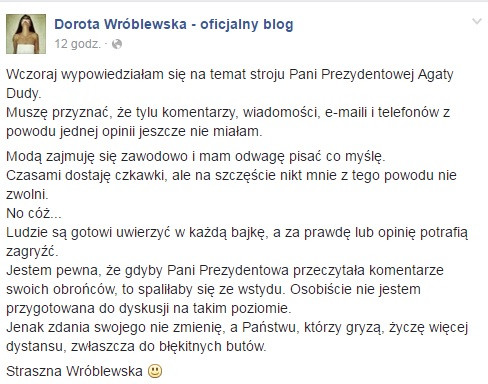 Dorota Wróblewska screen Facebook