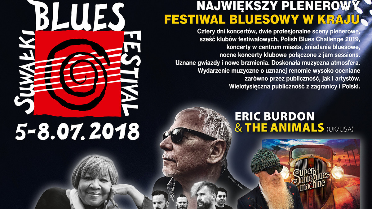 Blisko 40 zespołów bluesowych z Polski i zagranicy – m.in. wokalista legendarnej grupy The Animals Eric Burdon oraz gitarzysta zespołu ZZ Top Billy Gibbons - wystąpi podczas 11. edycji Suwałki Blues Festival (SBF), który rozpoczął się w czwartek. Impreza potrwa do niedzieli. 