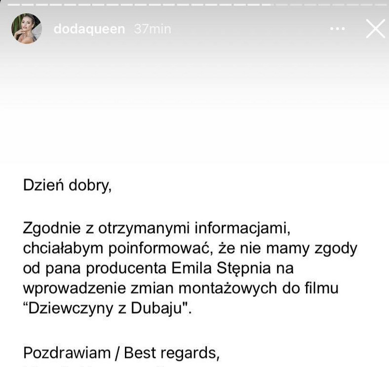 Wiadomość od studia