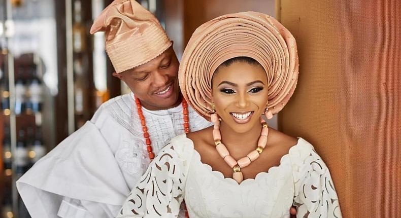 Stephanie Coker and Daniel Aderinokun at their traditional wedding