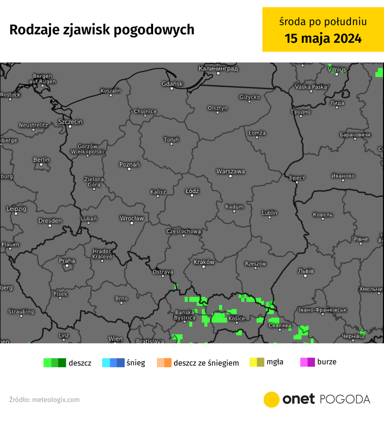 Dziś słaby deszcz może się zdarzyć tylko w Karpatach