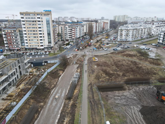 Część przebudowywanej trasy kórnickiej sąsiaduje z użytkiem ekologicznym Traszki Ratajskie fot. PIM