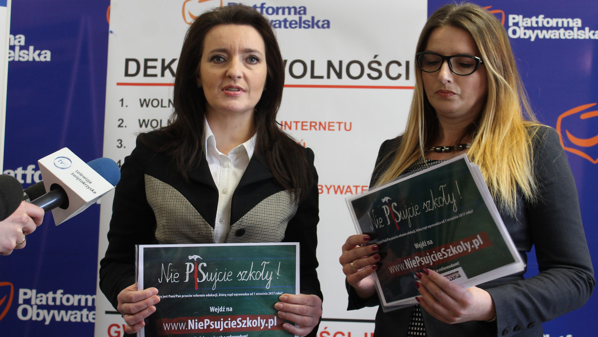 Związek Nauczycielstwa Polskiego rozpoczął dziś operację "referendum". Związkowcy wspólnie z przedstawicielami partii politycznych i różnych organizacji pozarządowych chcą zebrać pół miliona podpisów pod wnioskiem o przeprowadzenie głosowania w sprawie wdrażanej przez rząd reformie edukacji. Aktywnie w organizację referendum włącza się też świętokrzyska Platforma Obywatelska.