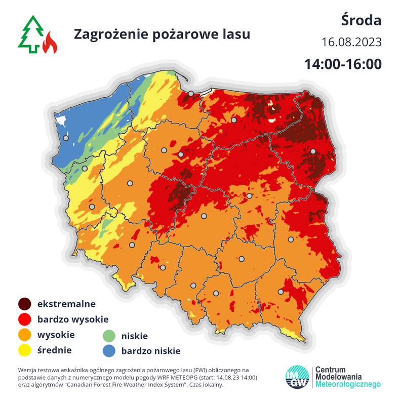 Na środę przewidywane jest nawet ekstremalne zagrożenie pożarowe