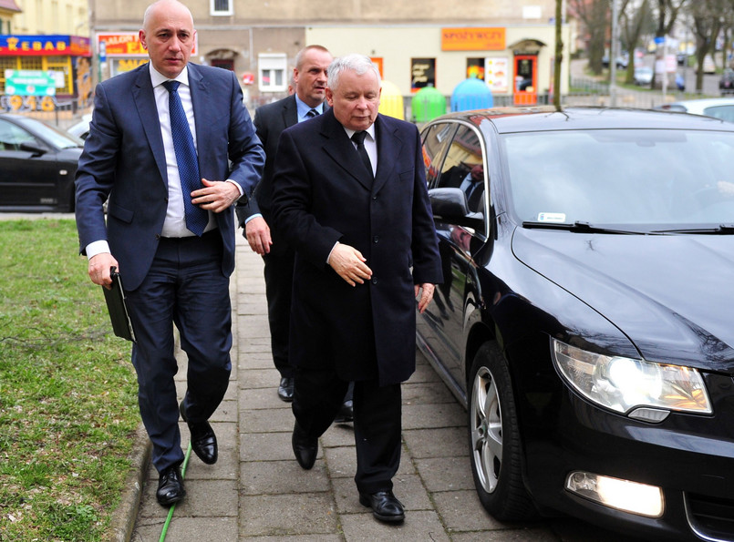 Jarosław Kaczyński i Joachim Brudziński w Szczecinie