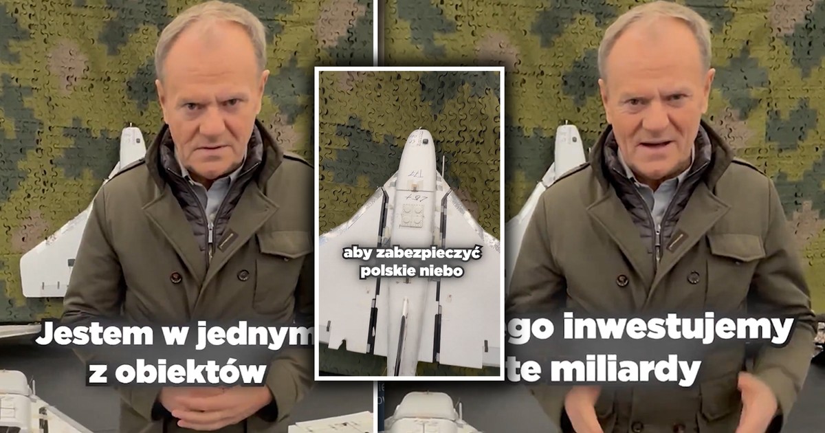 Tusk odwiedził tajny ośrodek. Pozował na tle rosyjskich dronów