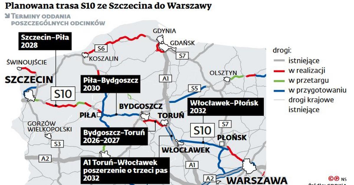  Kiedy ekspresówka z Warszawy do Szczecina? Jeszcze poczekamy MAPA