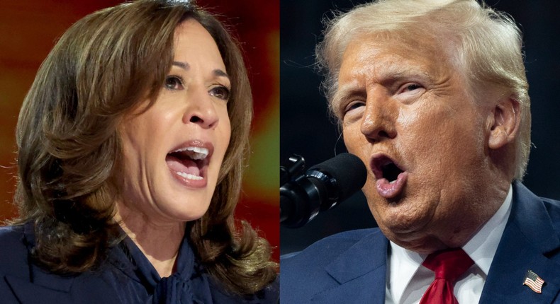 Vice President Kamala Harris and former President Donald Trump.Robert Gauthier/Los Angeles Times via Getty Images; Rebecca Noble/Getty Images