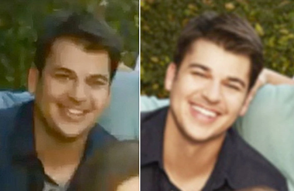 Rob na video zapisu sa snimanja fotografije (levo) i znatno mršavijeg lica na konačnoj slici (desno)