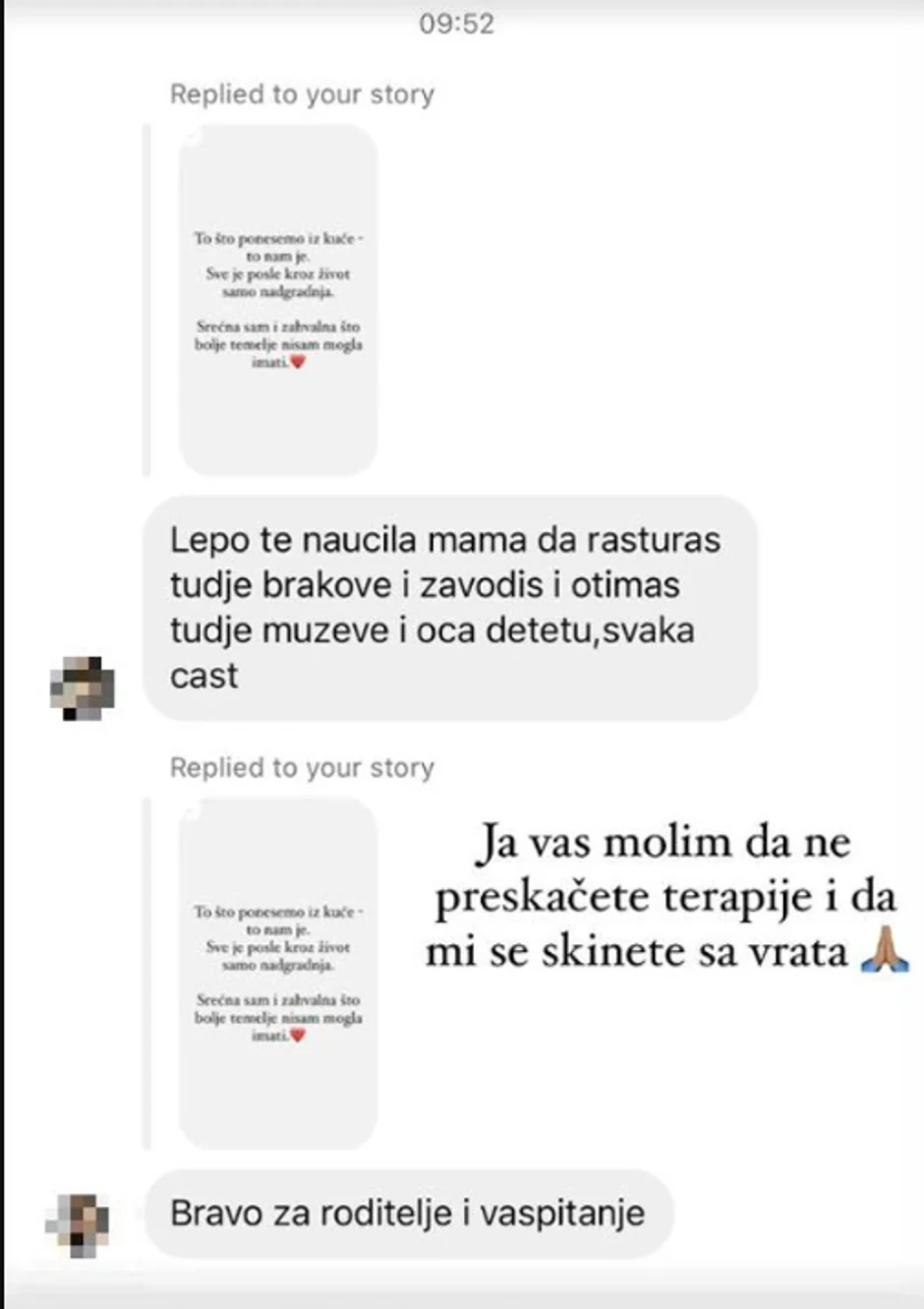 Mina Pokazala poruke koje dobija