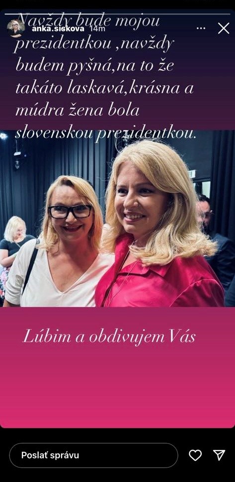 Šišková je na končiacu prezidentku pyšná.