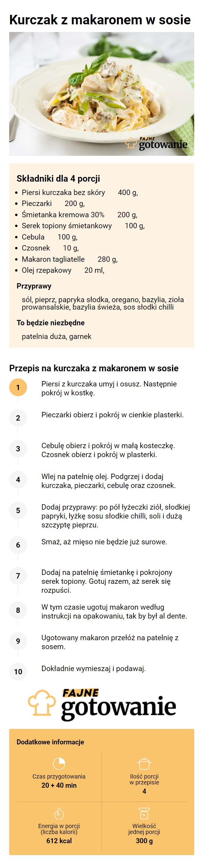 Kurczak z makaronem w sosie