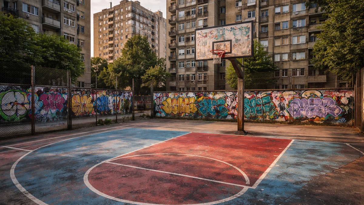 Košarkaški teren - ilustracija