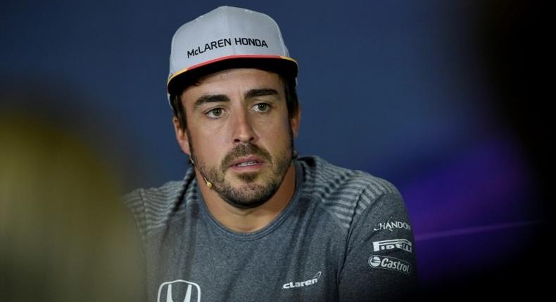 McLaren driver Fernando Alonso takes part in a press conference ahead of the weekend's Spanish Grand Prix, near Barcelona, on May 11, 2017