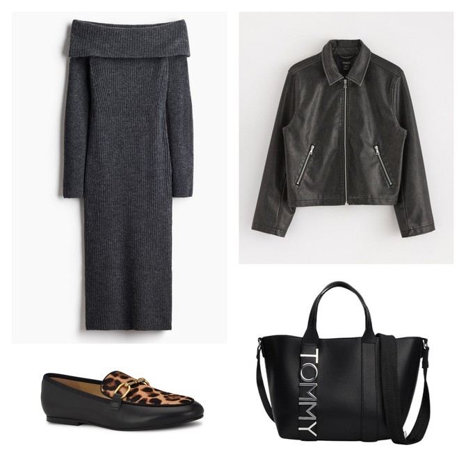 Haljina H&M, jakna Lindex, mokasine Nine West, tašna Tommy Hilfiger