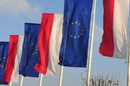 Flagi Polski i Unii Europejskiej flaga pl ue