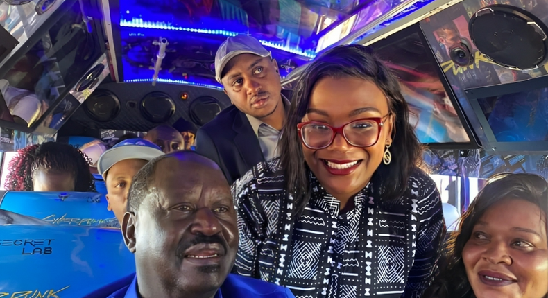 Azimio leader Raila Odinga in a matatu on July, 10, 2023