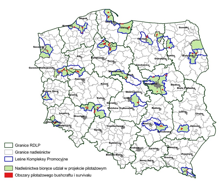 Mapa - tereny dopuszczone do survivalu