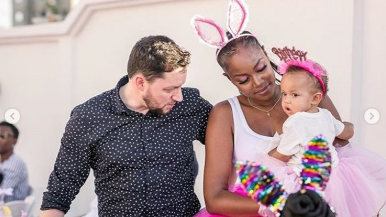 Yvonne Nelson, Jamie Roberts and their daughter
