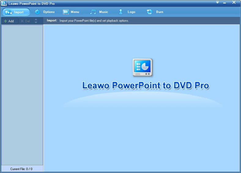 Główne okno programu do konwersji prezentacji PowerPoint na płytę DVD i BD oraz pliku wideo - Leawo PowerPoint to DVD Pro