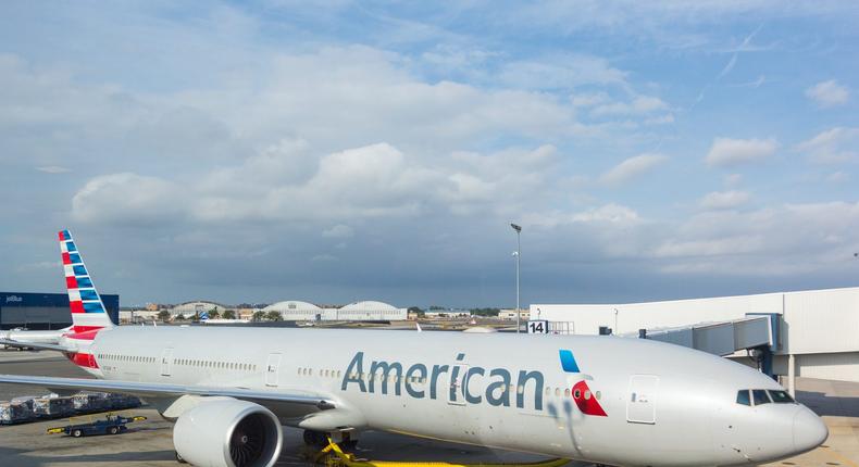 An American Airlines Boeing 777-300ER.
