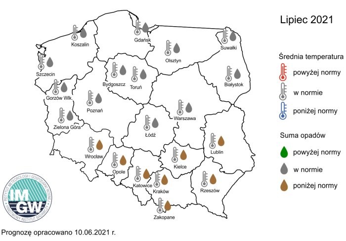 Temperatura w normie, opady również w normie bądź poniżej 