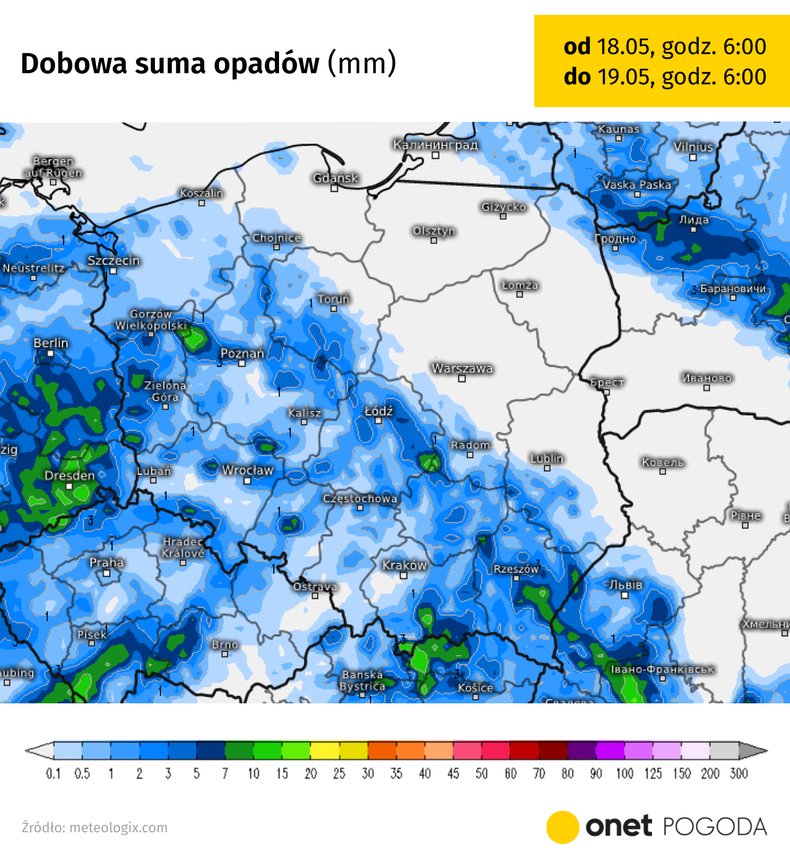 Opady będą występować głównie na zachodzie, południu i w centrum