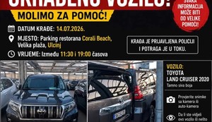Ukradeno vozilo u Crnoj Gori
