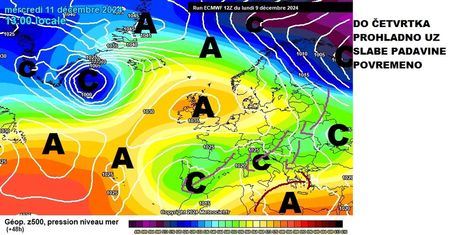 Prohladno do četvrtka uz povremene padavine