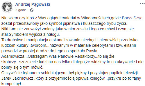 Andrzej Pągowski na Facebooku