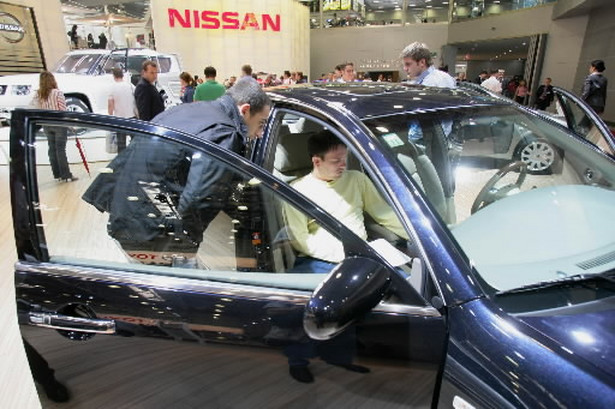 Prezentacja modeli Nissana podczas salonu motoryzacyjnego w Moskwie. Fot. Bloomberg