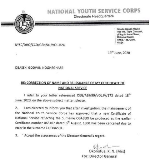 Documents show Obaseki lied about NYSC certificate problem that contributed to APC exit  %Post Title