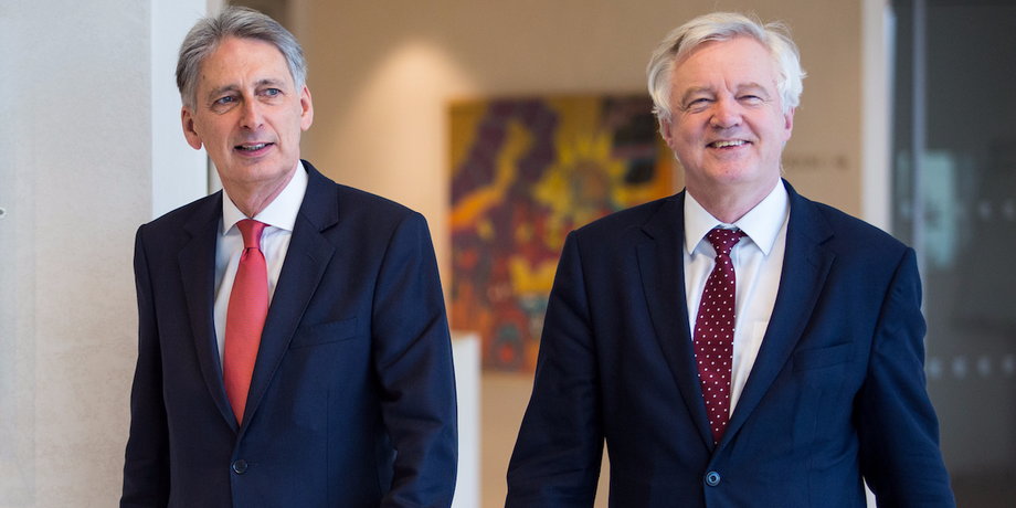 Chancellor Philip Hammond (left) pictured with Brexit minister David Davis.