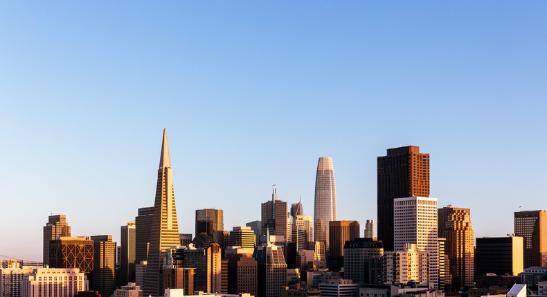 Some of San Francisco's office buildings are staying empty as workers continue working from home.Alexander Spatari/Getty Images