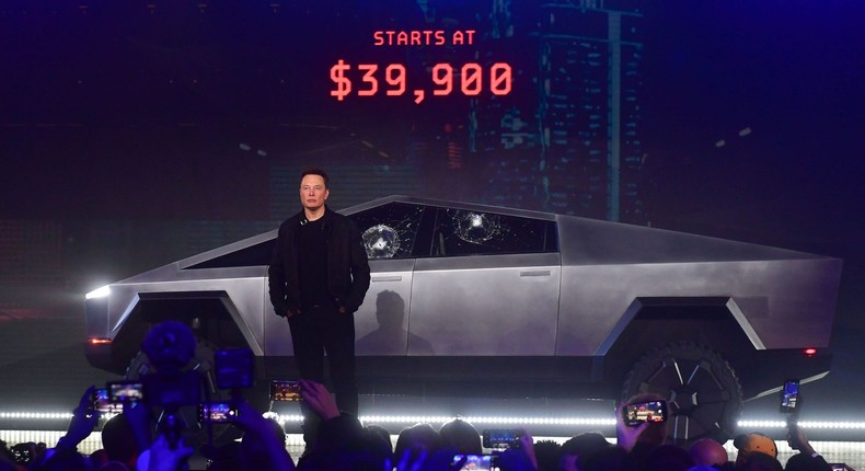 Tesla CEO Elon Musk unveiling the Cybertruck in 2019.Frederic J. Brown/Getty Images