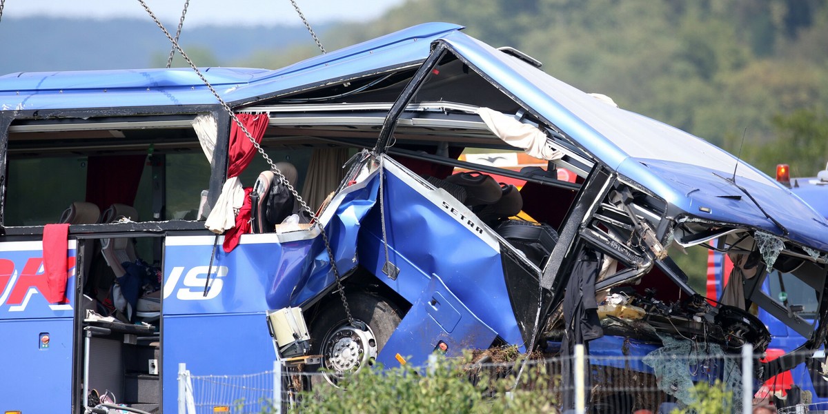 Autokar, którym podróżowali pielgrzymi z Polski