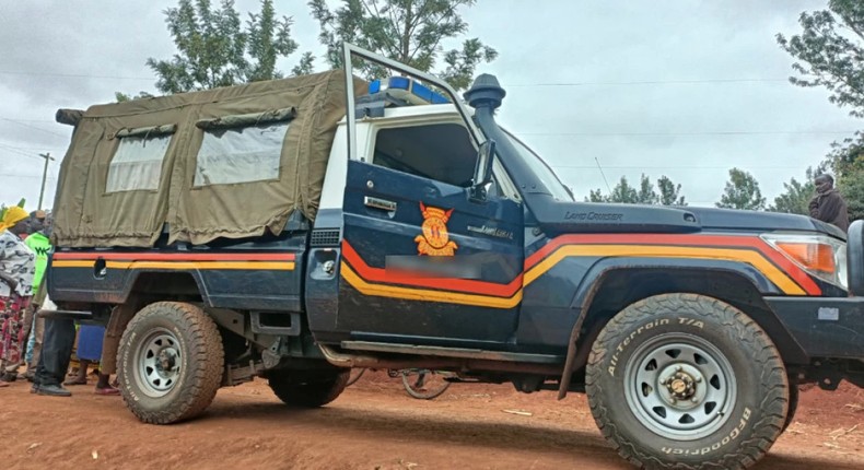 A police vehicle at the scene of crime