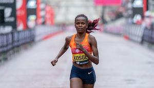 Brigid Kosgei wins the 2020 Women's London Marathon (Photo: Courtesy/Twitter)