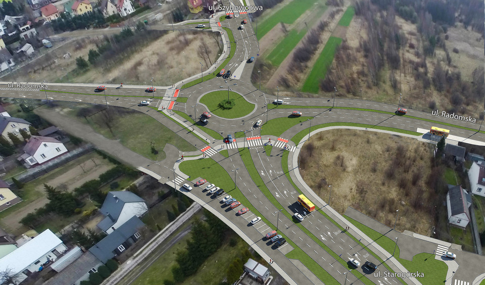 Wizualizacja rozbudowy ulic Zagnańskiej i Witosa oraz połączenia z Radomską w Kielcach