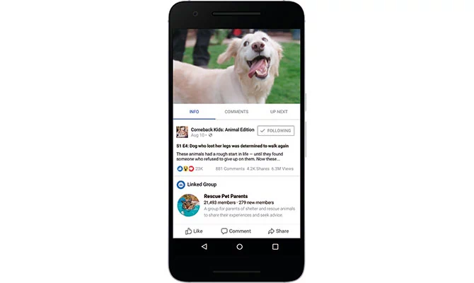 Coraz więcej użytkowników Facebooka loguje się ze smartfonów i komunikuje się ze znajomymi mobilnie. Dlatego Facebook Watch można otwierać także w aplikacji. Wideo są zoptymalizowane pod kątem transmisji do urządzeń mobilnych.