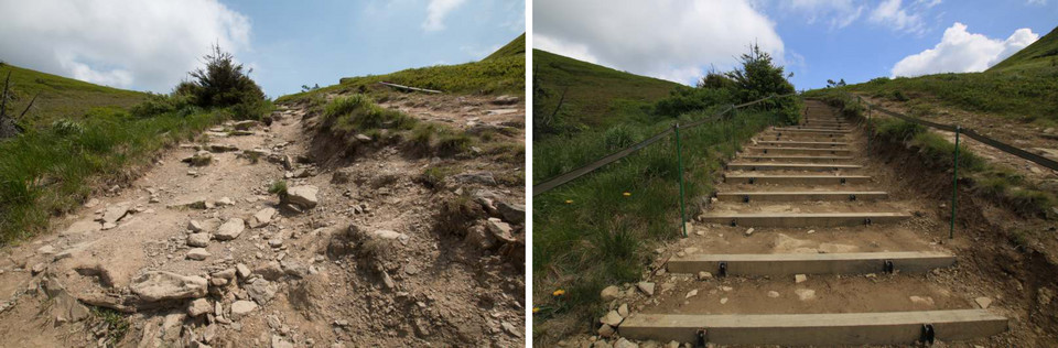 Szlak z Wołosatego na Tarnicę w Bieszczadach przed i po modernizacji