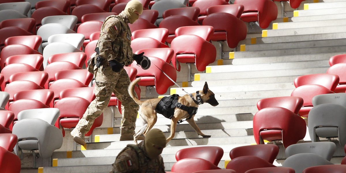 Pokaz Żandarmerii Wojskowej na PGE Stadion Narodowy przed szczytem NATO